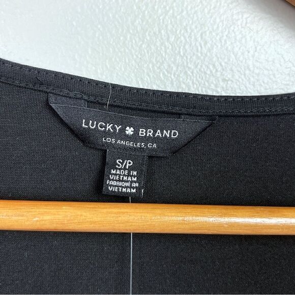 Lucky Brand Black V-Neck Peplum Cinch Waist Blouse Top NWT - Picture 6 of 7